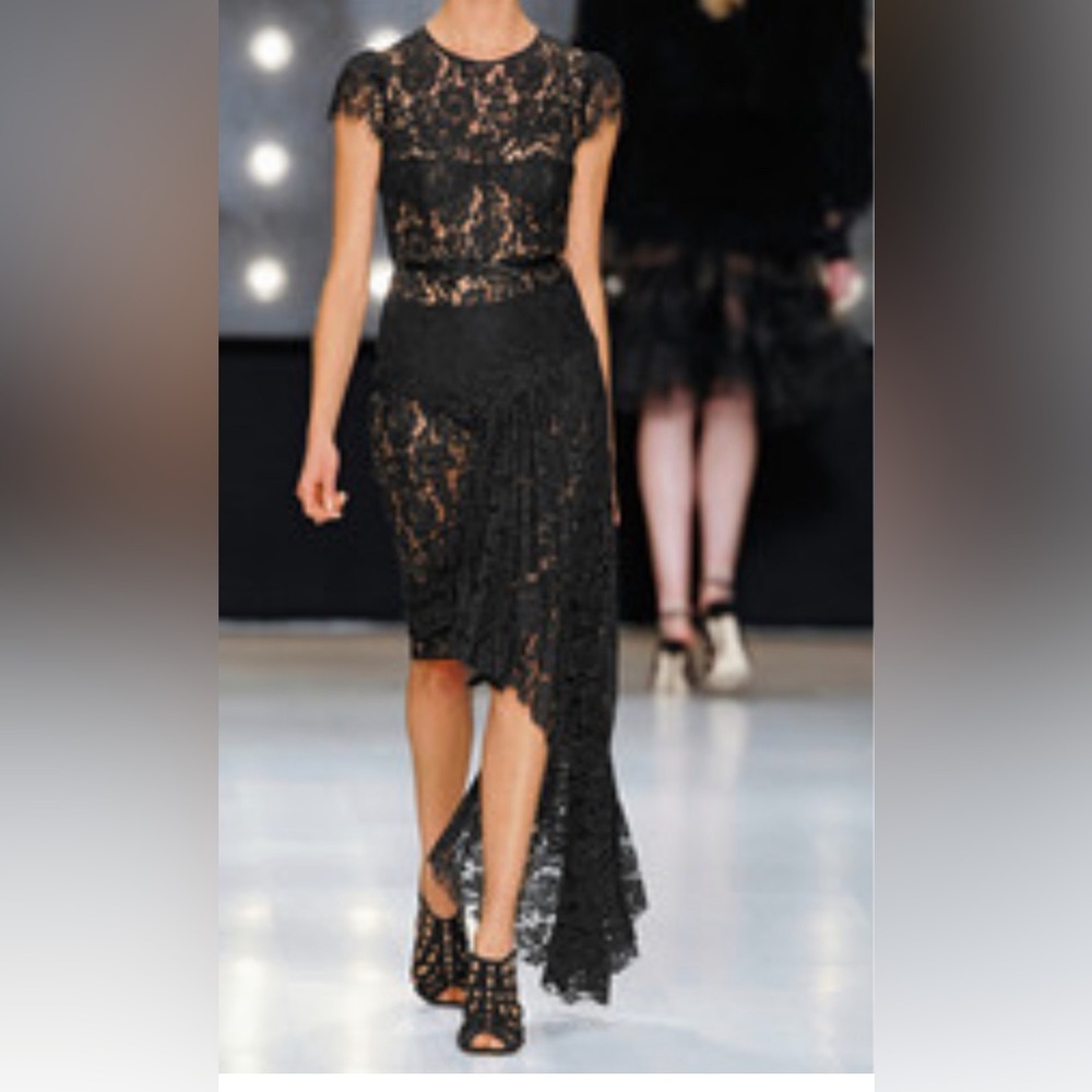 MILLY DRESS Margaret Draped Lace Midi Dress by Milly size 10 made in USA😍